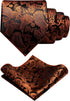 Mens Paisley Tie and Pre-tied Paisley Bow Tie with Pocket Square Cufflinks Clip Set...