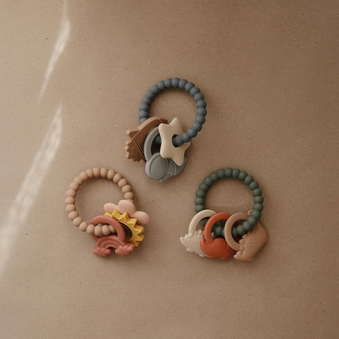 mushie Silicone Nature Teething Ring Toy...