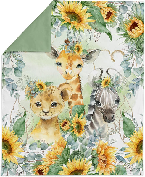 UNIQUE Sunflowers Safari Fabric Panel 19x25 in, Quilting Panel, Baby Quilt Panel, Cotton Baby Panel, Blanket Panel, Cotton Fabric for Quilting...