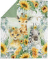 UNIQUE Sunflowers Safari Fabric Panel 19x25 in, Quilting Panel, Baby Quilt Panel, Cotton Baby Panel, Blanket Panel, Cotton Fabric for Quilting...