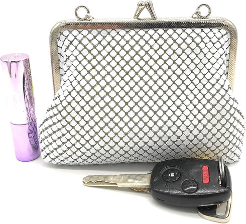 XXX-Small Women clutch metal mesh purse Hand strap carry for Party Cocktail Prom Wedding Banquet...
