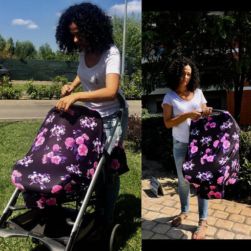 4 in 1 Car Seat Covers for Babies Girl, Nursing Cover Carseat Canopy, Soft and Stretchy Breastfeeding Scarf, Best Gift Set for Infant, Newborn - F...