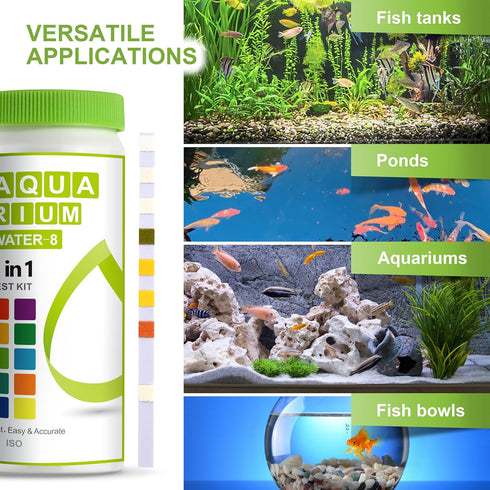8-in-1 Aquarium Test Kit (150 Strips) for Freshwater & Saltwater - Quick & Accurate Water Testing for Aquariums & Ponds. Tests Free Chlorine, Hard...