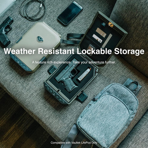 VAULTEK LifePod Secure Waterproof Travel Case Rugged Electronic Lock Box Travel Organizer Portable Handgun Case with Backlit Keypad (Pluck Foam)...