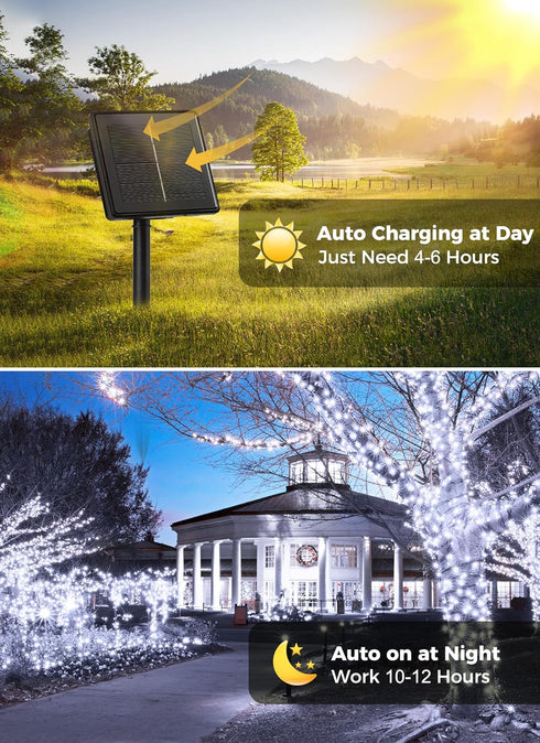 Solar String Lights Outdoor, 2 Pack Total 80 FT 200 LED Solar Powered String Lights with 8 Lighting Modes, Waterproof Patio Lights, Outdoor Solar ...