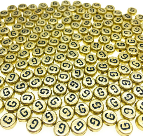 200Pcs Round Ancient Gold Letter G Beads,4x7mm Flat Letter-G Beads for Bracelets,Alphabet Beads for Jewelry Making DIY Necklaces Crafts Supply(Gol...