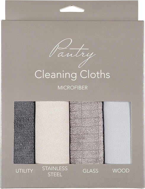 KAF Home Pantry Multipurpose Microfiber Textured Cleaning Cloth 4-Pack, 15 x 18-Inch, (1 Utility Cloth, 1 Stainless Steel Cloth, 1 Glass Cloth, 1 ...