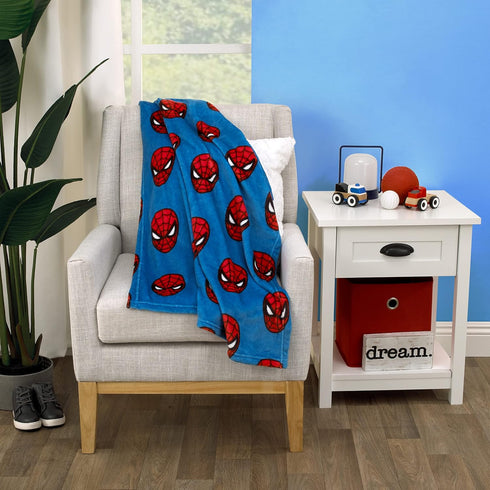 Marvel Spiderman Royal Blue and Red Super Soft Baby Blanket...