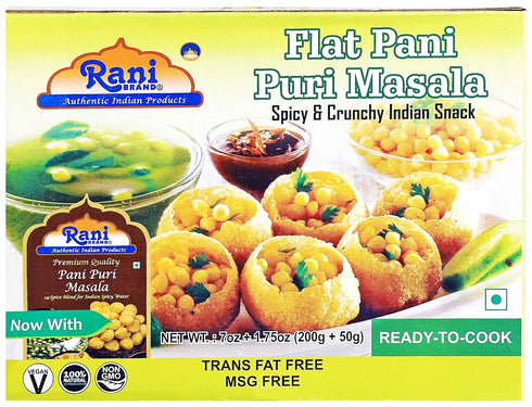 Rani Pani Puri Coins (Uncooked, Microwaveable wheat and Semolina Coins) 7oz (200g) with Pani Puri Masala (14-Spice Blend for Indian Spicy Water) 3...