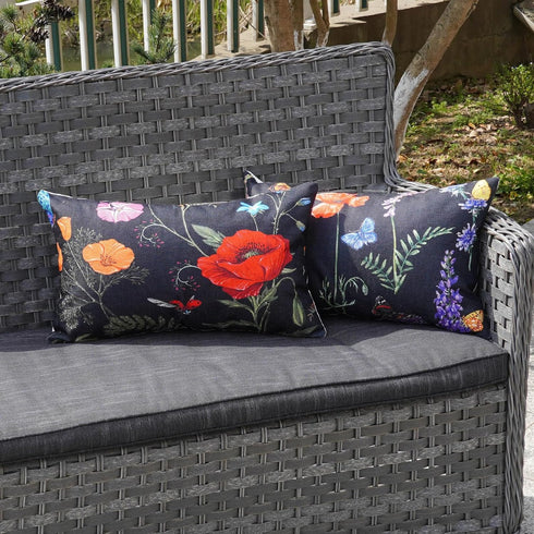 ONWAY Outdoor Waterproof Spring Summer Pillow Covers 12x20 Inch Set of 4 Floral Farmhouse Throw Pillows Decorative Cushion Cases for Outdoor Couch...