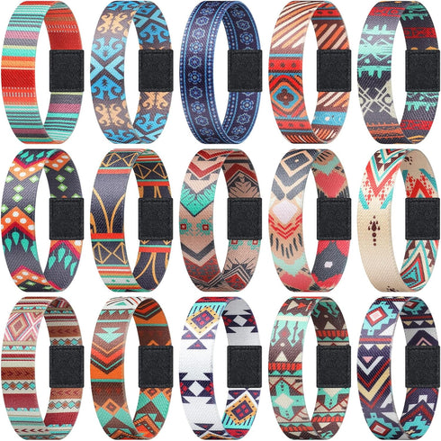 Cunno 15 Pcs Summer Beach Friendship Bracelets for Women Adjustable Waterproof Reversible Stretch Wristband Loose Bands Boho Chic Wristband Bracel...