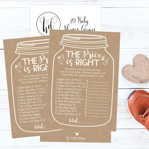Hadley Designs Hilarious Baby Shower Games Set – 25 The Price is Right Baby Shower Game Cards for 25 Guests, Gender Neutral and Fun for Boys & Gir...