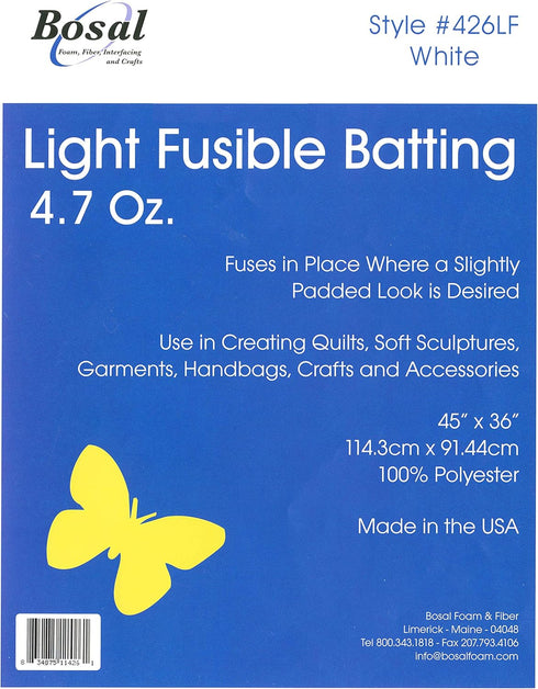 Bosal Single Sided Light Fusible Batting 4.7oz 45in x 36in...