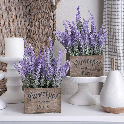 10 Bundles Fake Flowers Artificial Lavender Faux Plastic Plants Purple Flowers for Home Decor Wedding Kitchen Garden Patio Porch Window Box Office...