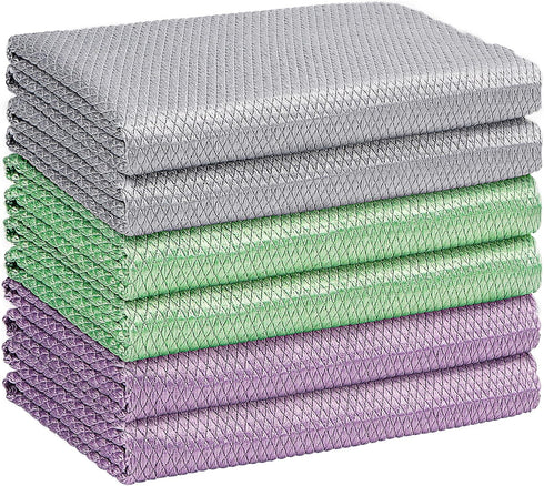 HOMEXCEL Microfiber Glass Cleaning Cloths-6PK, 16"x14" Lint Free Window Cleaning Cloth, Glasses, Mirrors, Screens, Stainless Steel, Premium Microf...