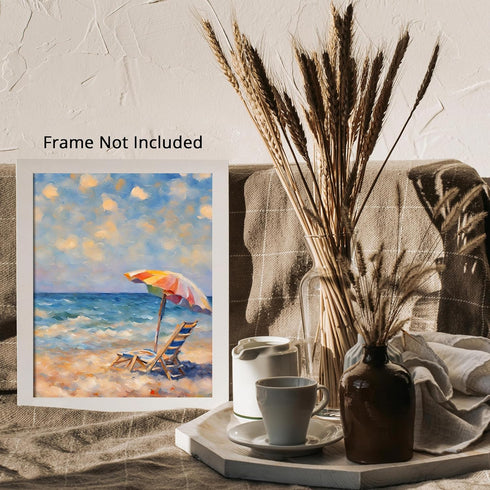 Posterizer 1 pcs- sea and beach themed oil painting style print 12-Landscape & Nature Art-Floral Botanical Art- Decor for Home & Office- unframed ...