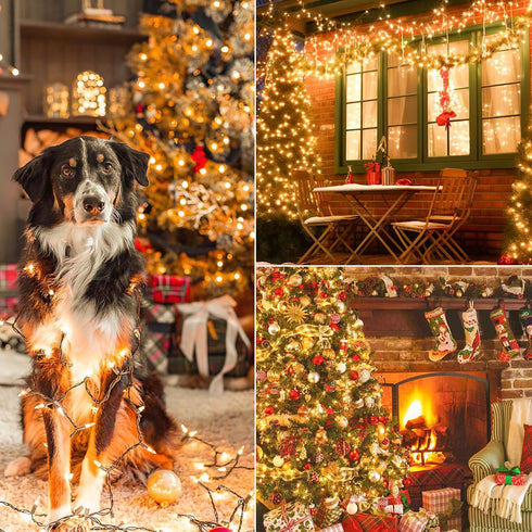 13FT 50 Clear Christmas Lights Outdoor, UL Approved Christmas Tree Lights with Brown Wire, Incandescent Mini Lights Plug in for Indoor Outdoor Tre...