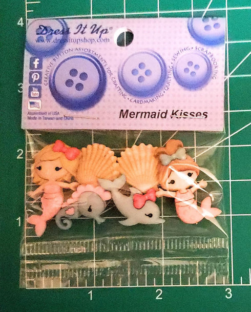 Mermaid Kisses Buttons by Dress it Up Buttons and Embellishments - 6 Pieces...