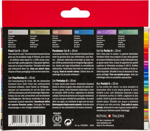 Amsterdam Acrylic Standard Series Paint Set 6x20ml, Pearl...