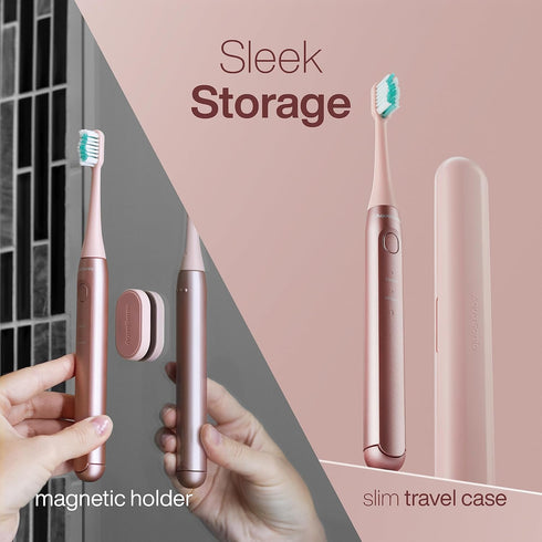 Aquasonic Icon ADA-Accepted Rechargeable Toothbrush | Magnetic Holder & Slim Travel Case | 2 Brushing Modes & Smart Timers | Gentle Micro-Vibratio...