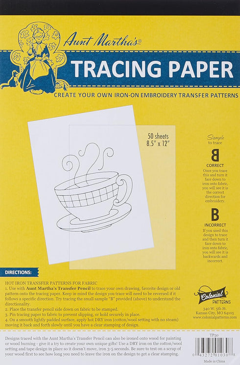 Aunt Martha's 8.5-Inch by 12-Inch Tracing Paper, 50-Sheet...