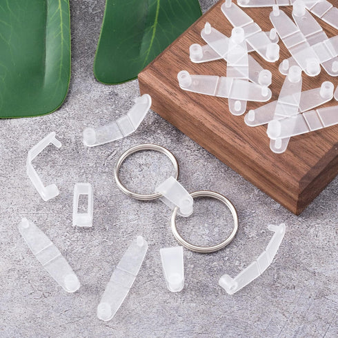 OIIKI 50Pcs Plastic Keychain Clips, Clear Acrylic Keychain Connector Snap Tabs, Card Holder for Keys Rings Office Credit Card Crafts Jewelry Makin...