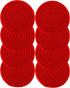 8PCS Cotton Round Woven Coasters Drink - Red Handmade Braided Cup Coasters Absorbent Woven Circles Hot Pads Mats for Drink Home Kitchen Heat-Resis...