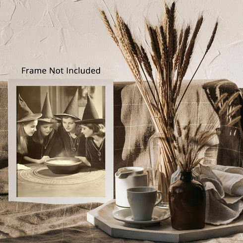 Posterizer 1 pcs-group of witches around their cauldron-for occult lovers-Gothic Art-Photography Art-Gift for Steampunk or Goth Fans- unframed wal...