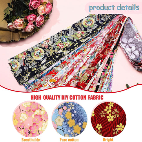 40 Pcs Japanese Jelly Cotton Fabric Patchwork Roll, 2.55 Inch Roll Up Cotton Fabric Quilting Strips, Jelly Fabric Patchwork Craft Cotton Fabric fo...