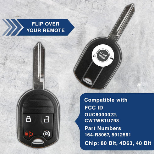KeylessOption Key Fob Replacement for 2009 2010 2011 2012 2013 2014 2015 2016 2017 2018 Ford F-150 F-250 F-350 Explorer Lincoln Navigator MKX Remo...