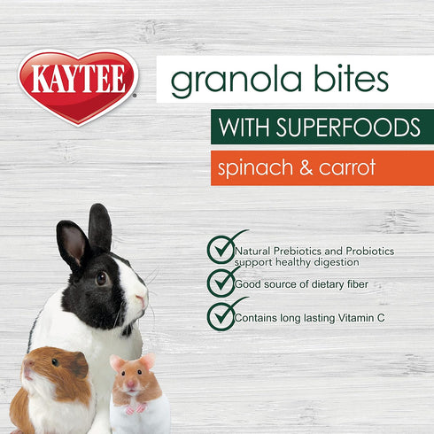 Kaytee Granola Bites with Superfoods Spinach and Carrot for Rats, Mice, Hamsters, Gerbils, Rabbits, Guinea Pigs and Chinchillas, 4.5oz...