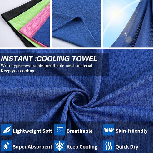 Cooling Towels for Hot Weather, 4 Pack Cooling Towel(40"x12"), Cooling Towels for Neck and Face, Microfiber Soft Breathable Cooling Towel for Men ...