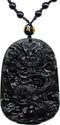 Natural Black Elegant Obsidian Carved Dragon Chakra Pendant Necklace Beads Chain for Lucky (gift box include)...