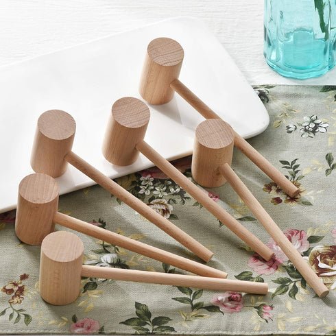 6 Pcs Wooden Crab Lobster Mallets Seafood Hammers, Solid Natural Beechwood...