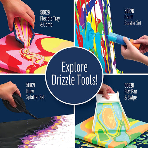 FolkArt Drizzle Flexible Tray and Comb Set, Durable Silicone Tools Perfect for DIY Paint Pouring Arts and Crafts Projects, 50829, Blue...