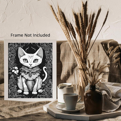 Posterizer 1 pcs- black and white cute little gothic kitten-Gothic Art-Art for Animal Lovers- Living Room Bedroom Decor- unframed wall art...