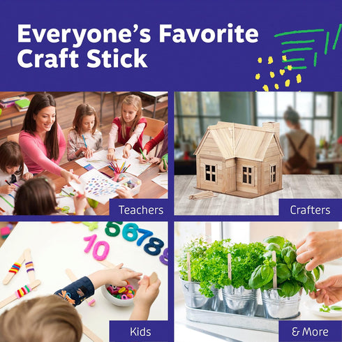 Popsicle Sticks for Crafts 200 Pcs 4.5 inch Wooden Multi-Purpose Popsicle Sticks for Crafts, Ice, Ice Cream, Waxing, and Tongue Depressor Wood Sti...
