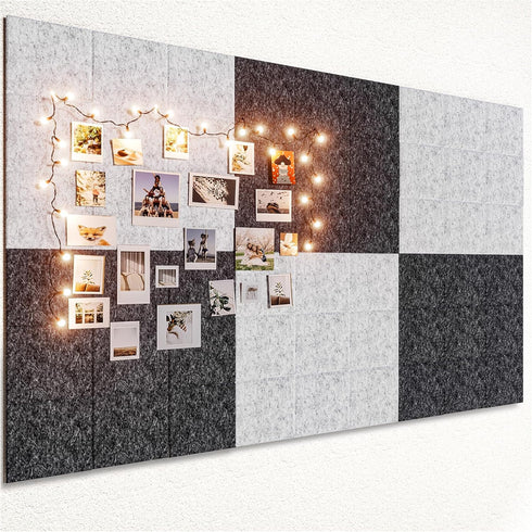 Large 11.8"x11.8" Felt Board Tiles for Wall with 30 Push Pins, Pack of 6 Pin Board Notice Boards for Home Office Kitchen, Bulletin Board Wall Tile...