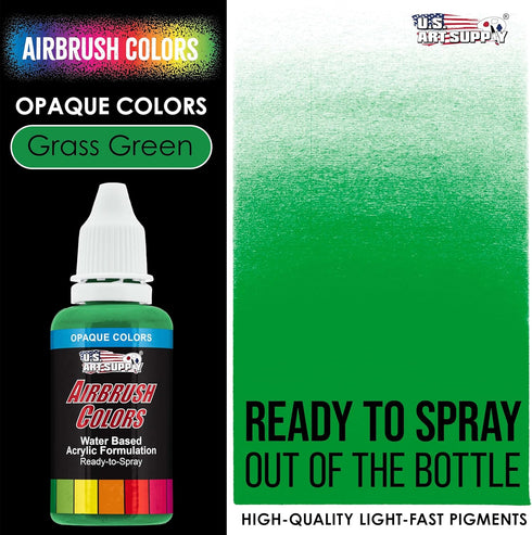U.S. Art Supply Ready to Spray Grass Green Opaque Airbrush Paint - 8oz Bottle, Professional Grade Non-Toxic Water-Based Colors for Vibrant & Perma...