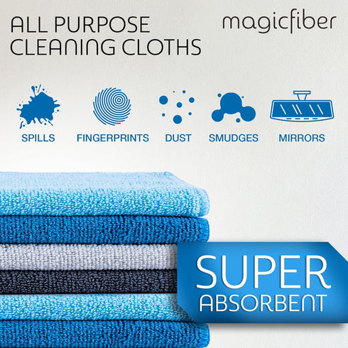 MagicFiber Microfiber Cleaning Cloth (12 Pack, 13x13 in) - Thick Cleaning Towels, Rags & Dusting Cloths for House, Kitchen, Windows, Cars & More -...