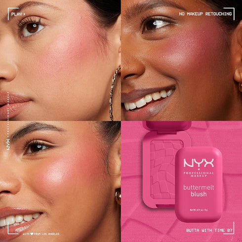 NYX PROFESSIONAL MAKEUP Buttermelt Powder Blush, Fade and Transfer-Resistant Blush, Up to 12HR Make Up Wear, Vegan Formula - Butta With Time...
