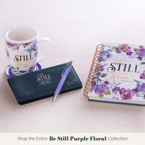 Christian Art Gifts Checkbook Cover for Women and Men with Inspirational Scripture - Be Still and Know - Navy Faux Leather Checkbook Cover for Dup...