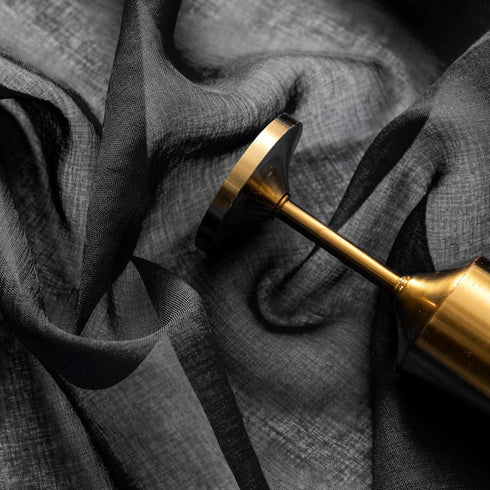 DUALIFE Black Sheer Curtains 72 Inch Length for Bed Room Set of 2 Panels Rod Pocket Faux Linen Semi Translucent Short Curtains for Office Kitchen ...