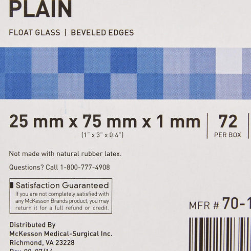 McKesson Premium Microscope Slides, Plain, Float Glass, Beveled Edges, 25 mm x 75 mm x 1 mm, 72 Count...