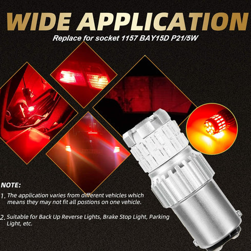 Brake Light Bulb,1157 Led Bulb,Car Accessories 9-30V Tail Light Bulb Super Bright Low Power 1157 2357 2057 7528 BAY15D LED Bulbs with Projector,Re...
