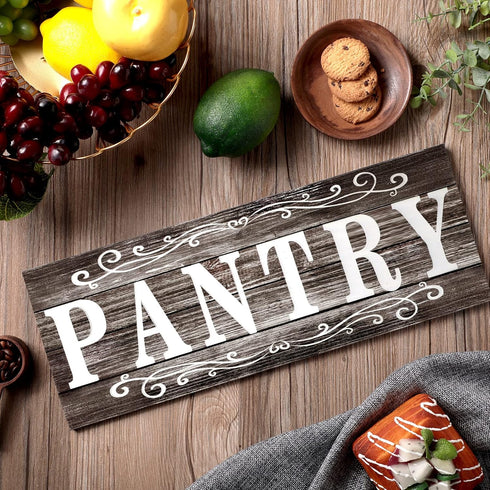 Pantry Sign Wall Decor Farmhouse Pantry Sign Wooden Rustic Retro Hanging Wooden Art Printed Decor for Home Room Holiday Decoration, 16 x 6 Inches(...
