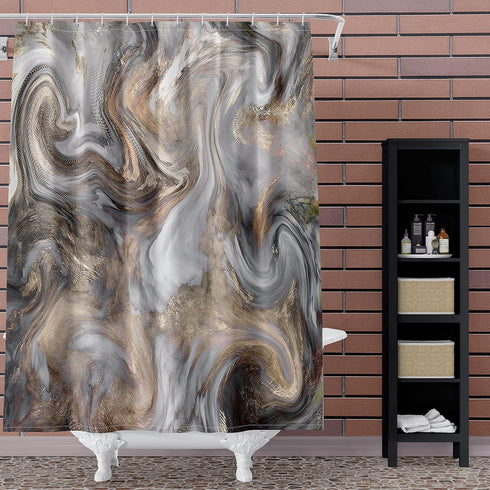 Marble Shower Curtain Light Grey Brown Shower Curtains for Bathroom Retro Style Paintbrush Colors in Marbling Texture Waterproof Polyester Fabric ...