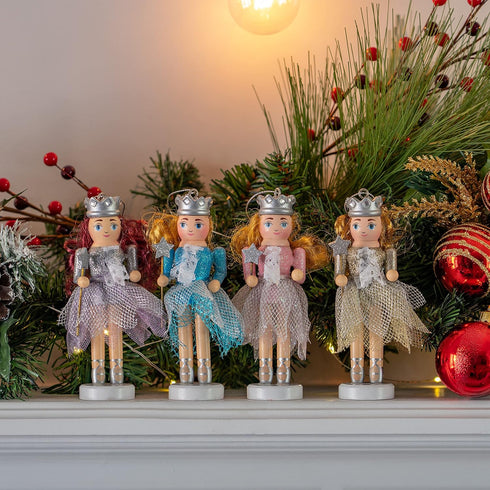 Ornativity Nutcracker Hanging Ornament Figures – Fairy Ballet Girls Dancers Glittered Christmas Mini Wooden Small Ornaments Nutcrackers Xmas Tree ...