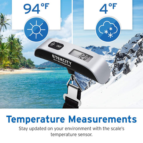 Etekcity Luggage Scale, Travel Essentials, Digital Suitcase Weight Scales for Travel Accessories, Hanging Baggage Scale with hook, 110 Pounds, Bat...