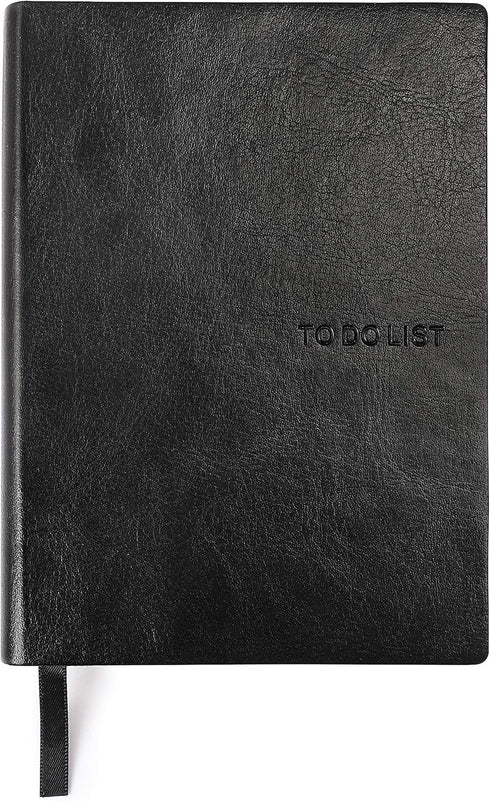 Daily to Do Checklist Notebook, Task Management, Organizer Planner, Hardcover, Ribbon Bookmark, 5.8 x 8.3”, A5 size, 110 Sheets (Black)...